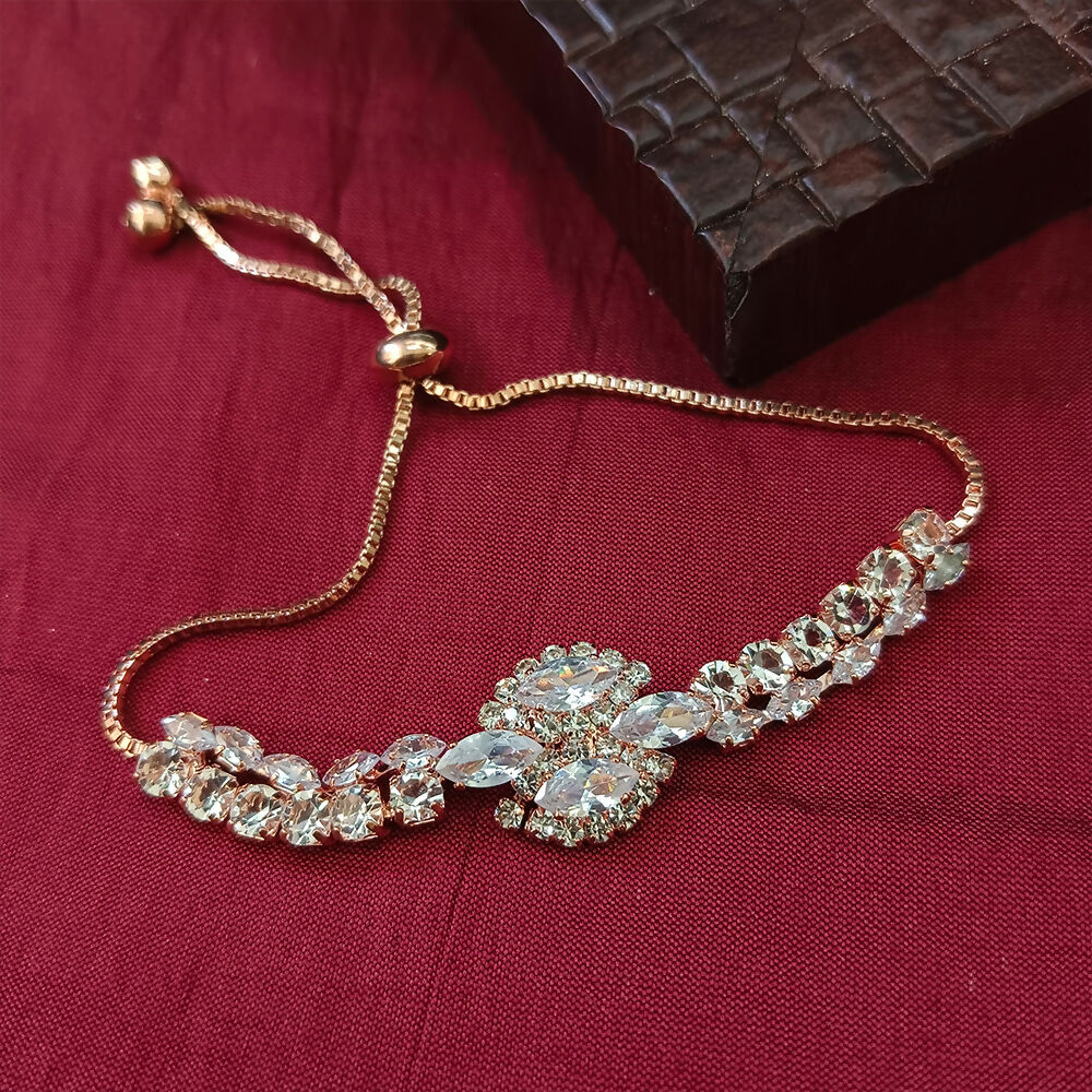 Rose Gold Plated Ad Stone Adjustable Bracelet
