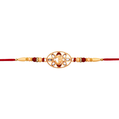 Om Kundan Rakhi Elegant Pearl Bead Design for Brother (10pcs)