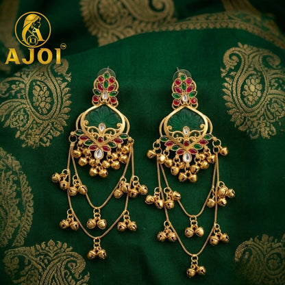 Royal Kashmiri Design Green Earrings
