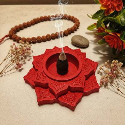 Lotus Shape Decorative Diya Multi-Purpose Candle Holder, Dhoop Cone Stand, Pooja Diya & Mini Planter (Red, Rose Gold, Metallic Pink)