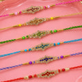 Leaf Shaped Stone Rakhi for Raksha Bandhan Gifting (Pack of 6)