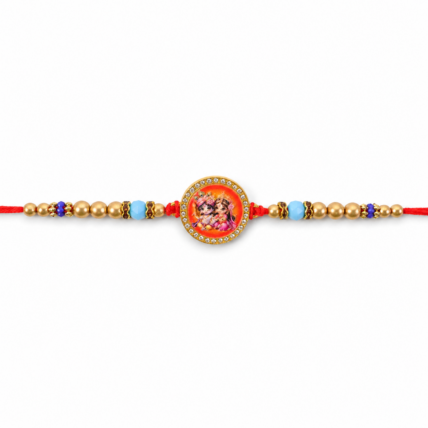 Radha Krishna Charm Rakhi Traditional Design for Raksha Bandhan (10pcs)