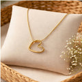 Gold Plated Open Heart Pendant Necklace Dainty Snake Chain Minimalist Gift Women