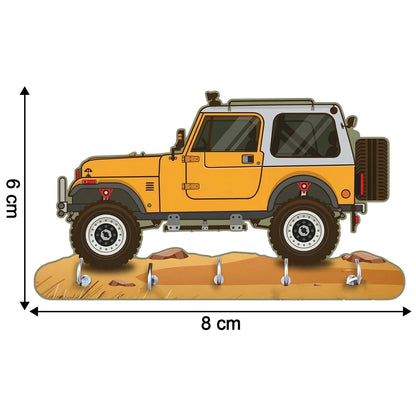 Jeep Design Wooden Key Holder with 5 Hooks Decorative Wall Key Stand for Home