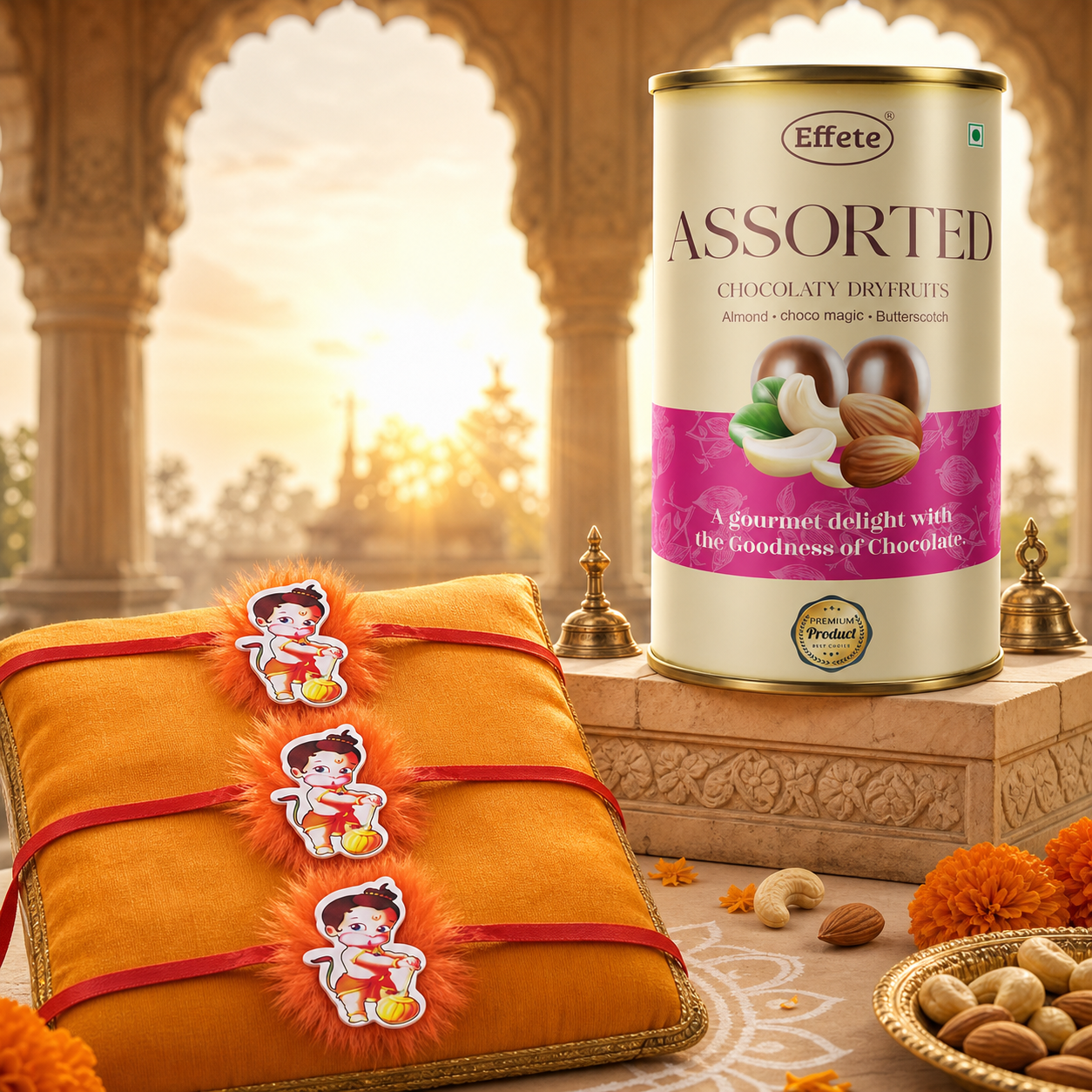Bal Hanuman Kids Rakhi with Assorted Chocolate Treats, Pack of 3