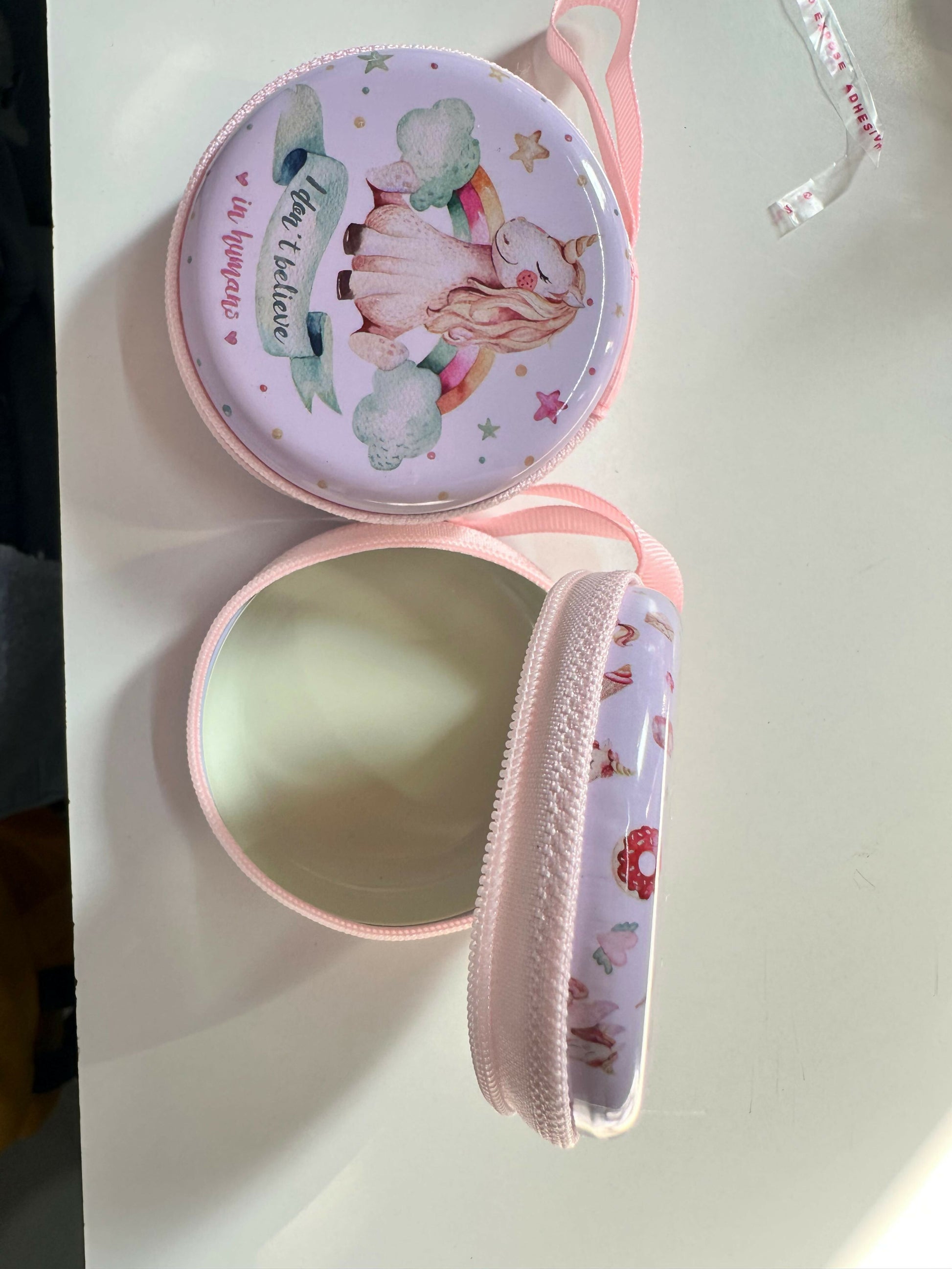 Unicorn Print Round Coin Pouch with Zipper & Wrist Strap for Kids and Gifting(DESIGN MAY VARY)