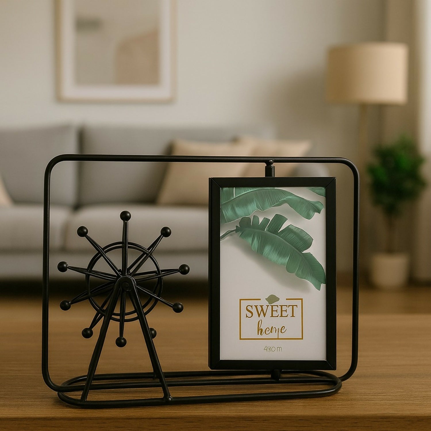 Premium Ferris Wheel Style Metal Photo Frame | Creative 4x6 Inch Rotating Picture Display Stand for Home & Office Décor | Modern Industrial Tabletop Photo Holder for Living Room, Bedroom & Gifting