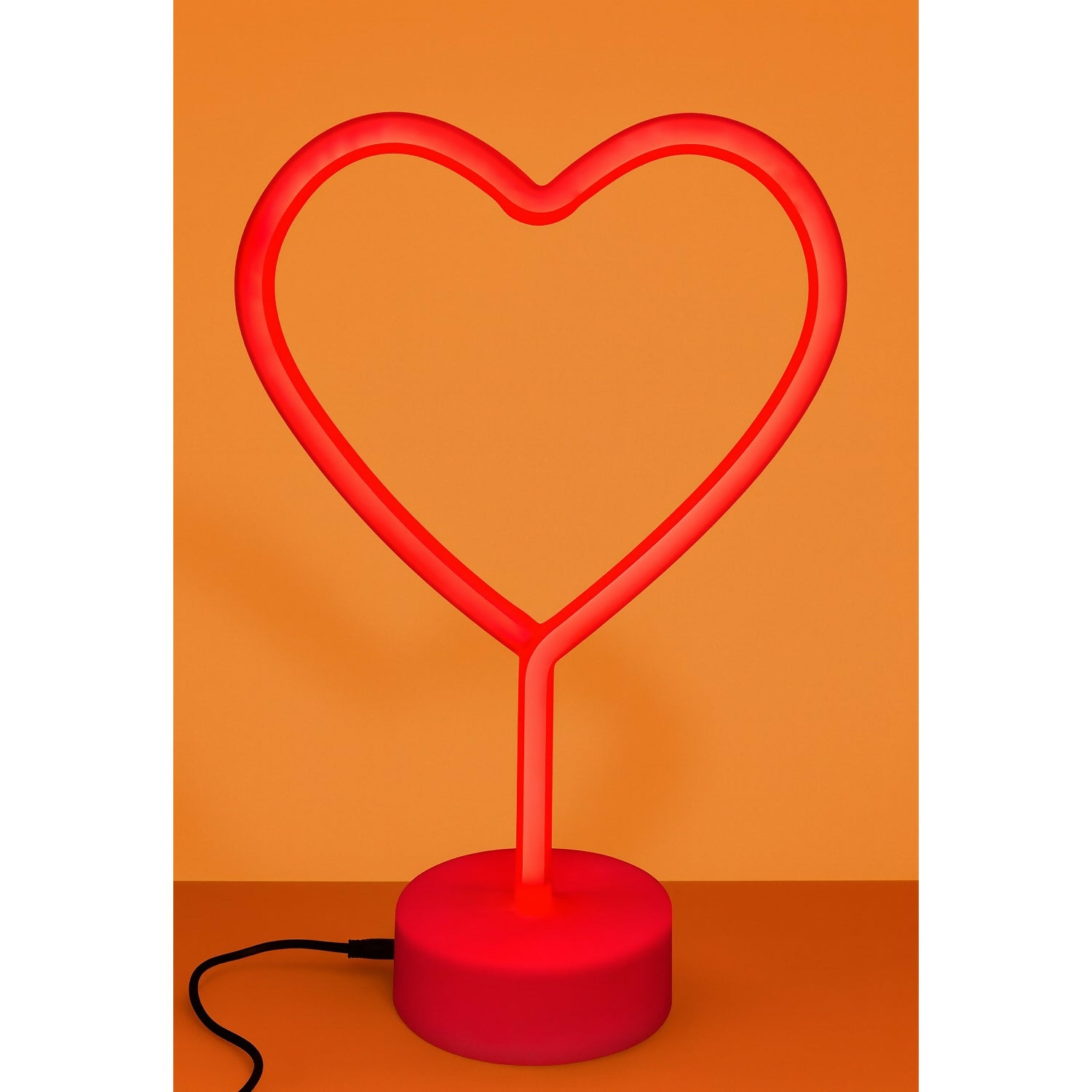 Romantic Heart LED Neon Night Lamp with USB & Battery Power – Warm Red Glow Table Light for Bedroom, Living Room, Café, Parties & Gifting