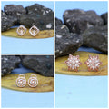 Rose Gold Stud Earrings Set – 3 Pair Combo with Diamond Look