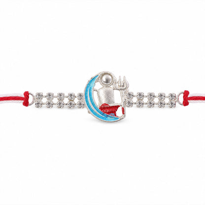 Premium Rakhi with Crescent Moon Charm, leaf touch and gift style for Raksha Bandhan
