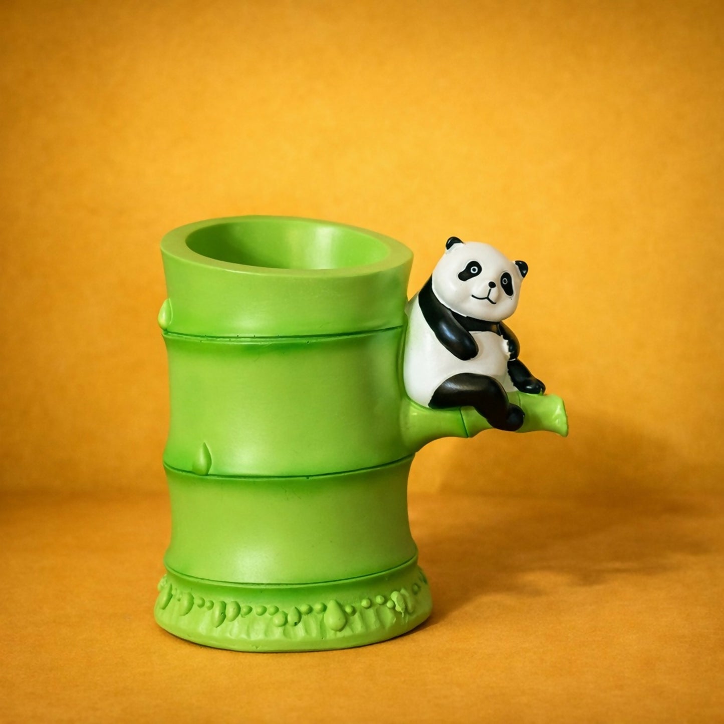 Cute Panda Bamboo Pen Stand Desk Organizer for Kids & Office Table