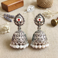 Oxidised Jhumka Earrings with Pearl Drops for Women Traditional Festive Wear Set