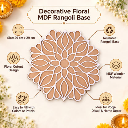 Floral Mandala Rangoli Stencil for Festive Home Entrance and Puja Decoration