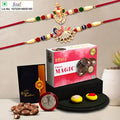 Golden Rakhi Combo – Premium Gift Set with Chocolates & Silver Coin – Raksha Bandhan