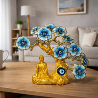 Buddha Tree Showpiece with Evil Eye Flowers for Home & Office Decor