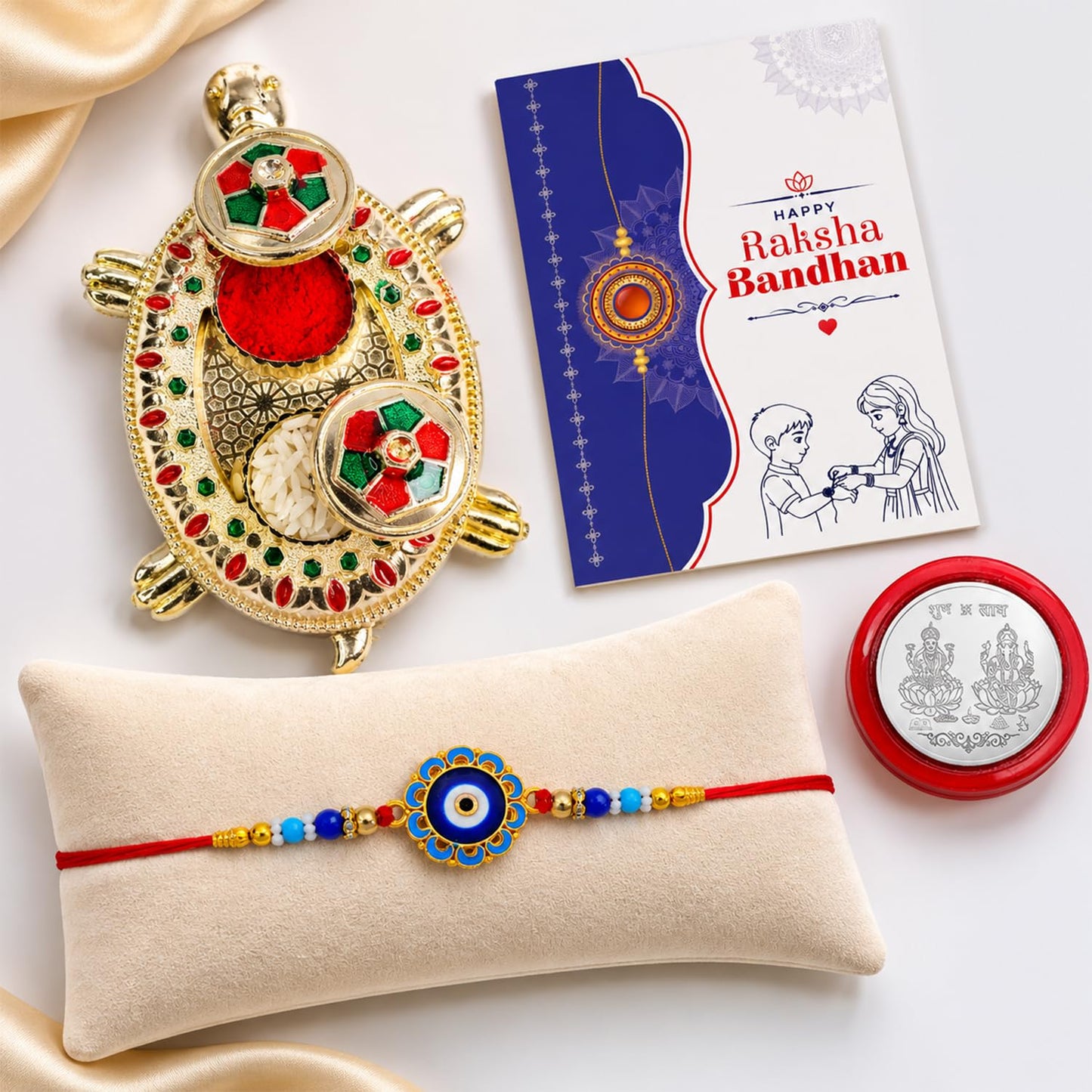 Evil Eye Multicolor Rakhi for Brother & Bhaiya with Turtle shape | Pack of 5