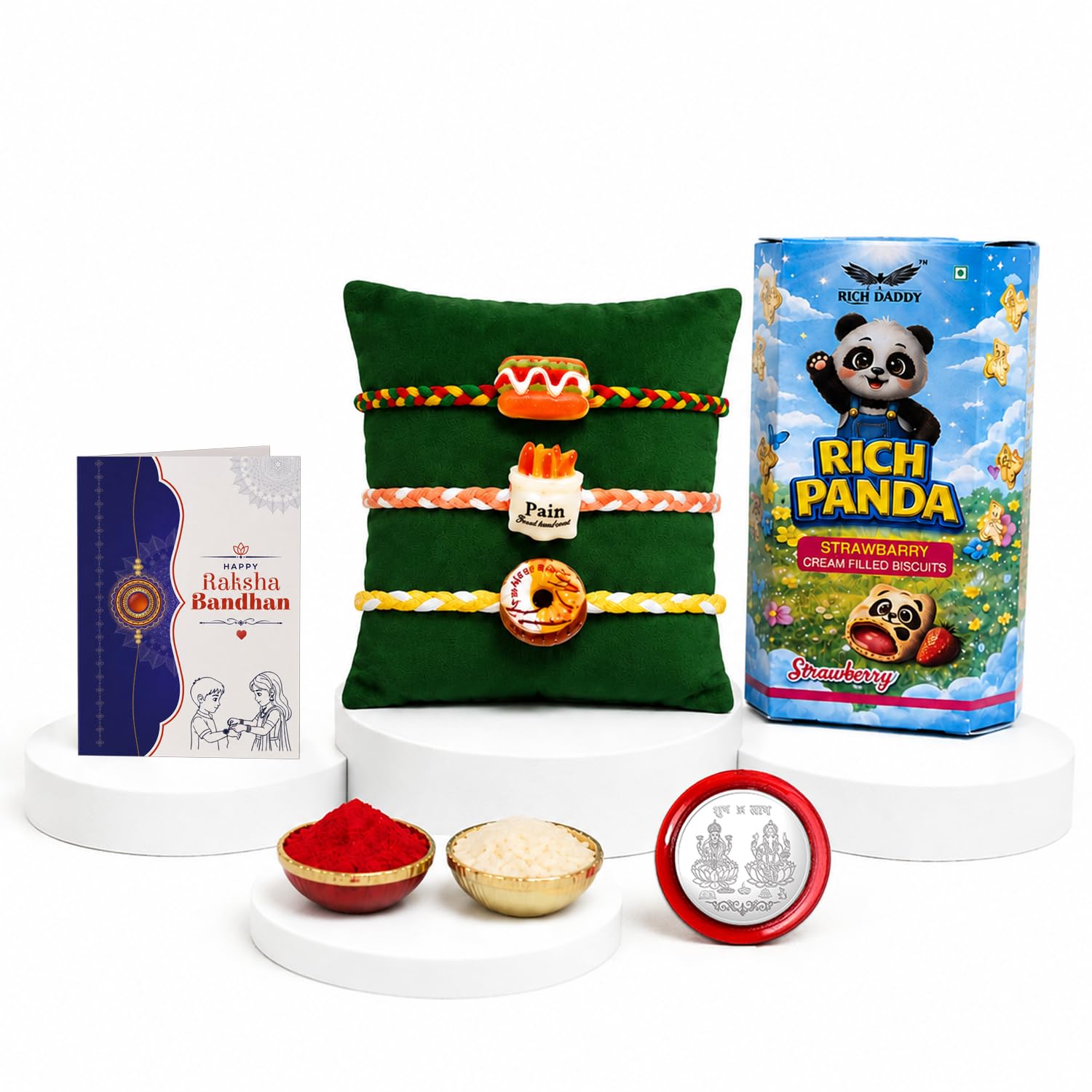 Food Rakhi for Brother with Cream Biscuit 60gm - Raksha Bandhan Gift, Pack of 7