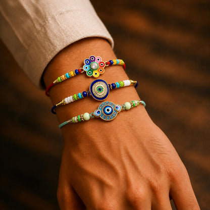Designer Stylish Multicolor Flower & Rakhi for Brother with Roli Tikka, Pack of 6