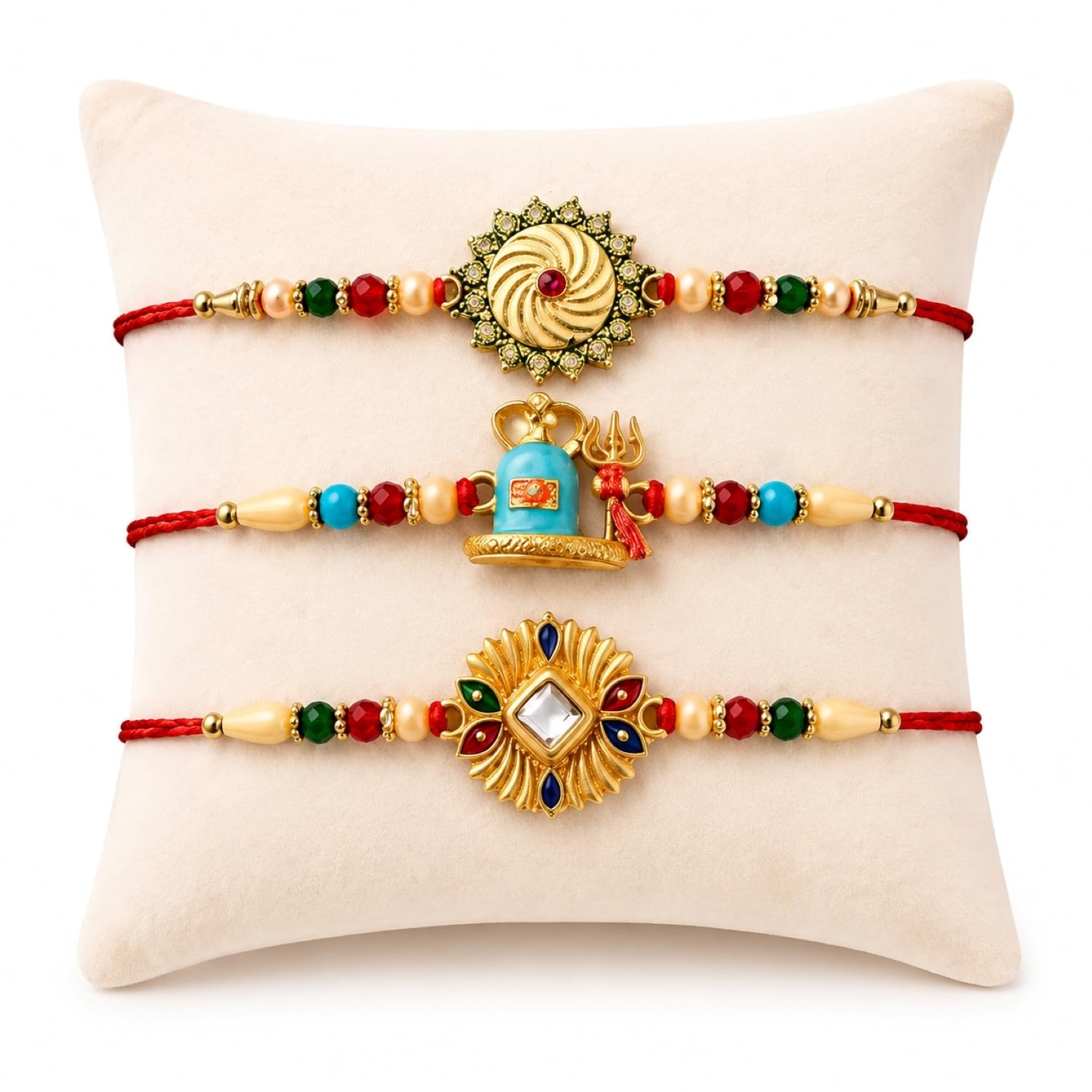 Round Shape, Ganesha, Kids Multicolor Rakhi for Brother & Bhaiya | Pack of 7