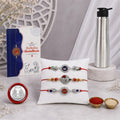 Peacock, Bro, OM Multicolor Rakhi for Brother & Bhaiya with Stainless | Pack of 7