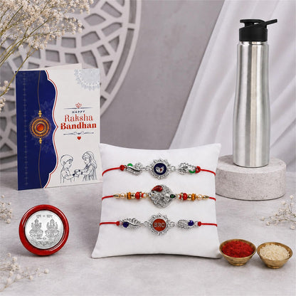 Peacock, Bro, OM Multicolor Rakhi for Brother & Bhaiya with Stainless | Pack of 7