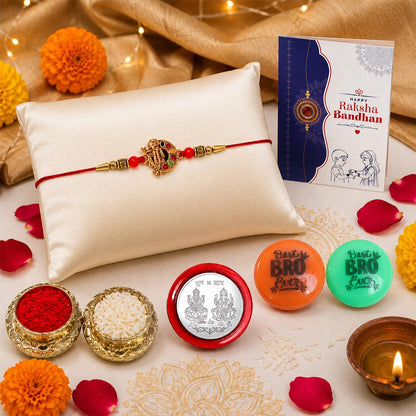 Rakhi Set for Brother (Set of 1) – Krishna Design Rakhi Combo with Roli Chawal