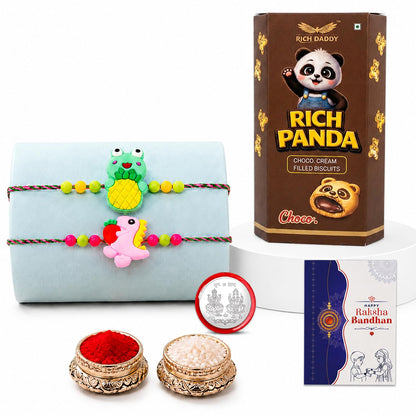 Kids Rakhi for Brother with Biscuit 60gm - Raksha Bandhan Gift Set, Pack of 6