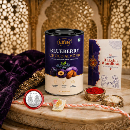 Food Rakhi for Brother with Blueberry Almond 96gm, Roli Tikka & Card, Pack of 5