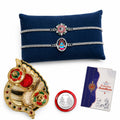 Multicolor Rakhi for Brother & Bhaiya with Leaf Shape Pooja Thali | Pack of 6
