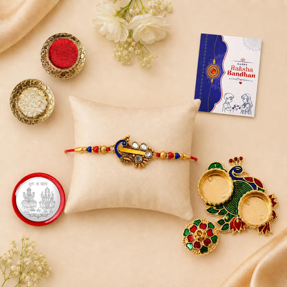 Peacock Multicolor Rakhi for Brother & Bhaiya with Peacock Shape | Pack of 5