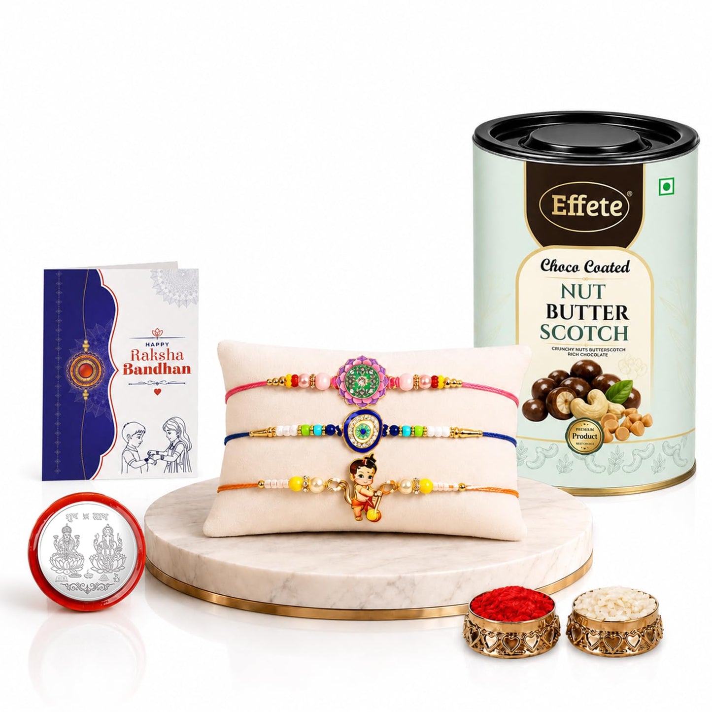 Bal Hanuman Rakhi Combo - Raksha Bandhan Gift with Choco Butterscotch 96gm, Pack of 7