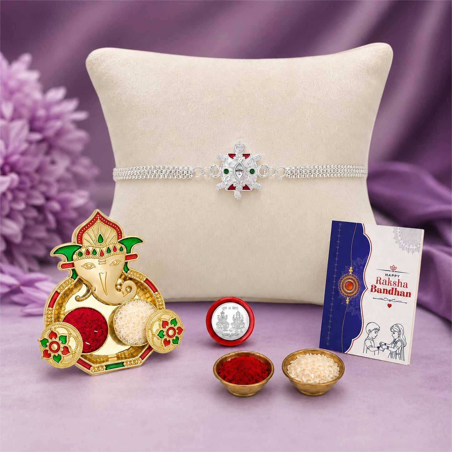 Turtle Multicolor Rakhi for Brother & Bhaiya with Shri Ganesh Pooja | Pack of 5