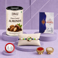Peacock Rakhi for Brother with Choco Almonds 96gm, Roli Tikka & Card - Pack of 5