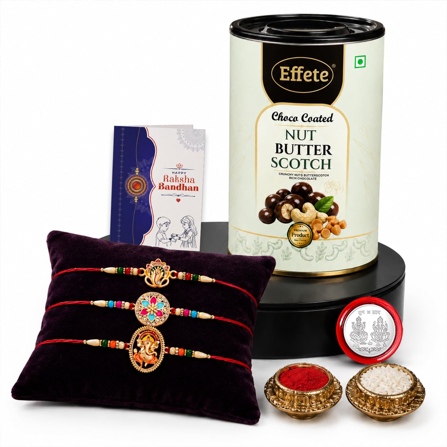 Rakhi for Brother with Butter Scotch 96gm - Raksha Bandhan Gift, Pack of 7