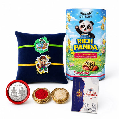 Kids Bal Gopal Krishna Rakhi for Brother with Strawberry Biscuit 60gm, Pack of 6