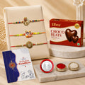 Leaf charm Rakhi for Brother with Choco Beats 32gm, Roli Tikka & Card, Pack of 7