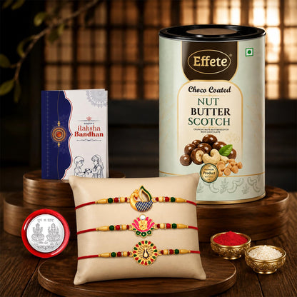 Peacock Rakhi for Brother with Chocolate 96gm - Rakshabandhan Gift Set, Pack of 7