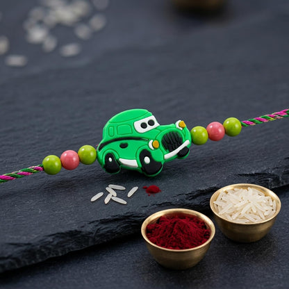 Toy Car, Cupcake Multicolor Rakhi for Brother & Bhaiya with Silver | Pack of 6