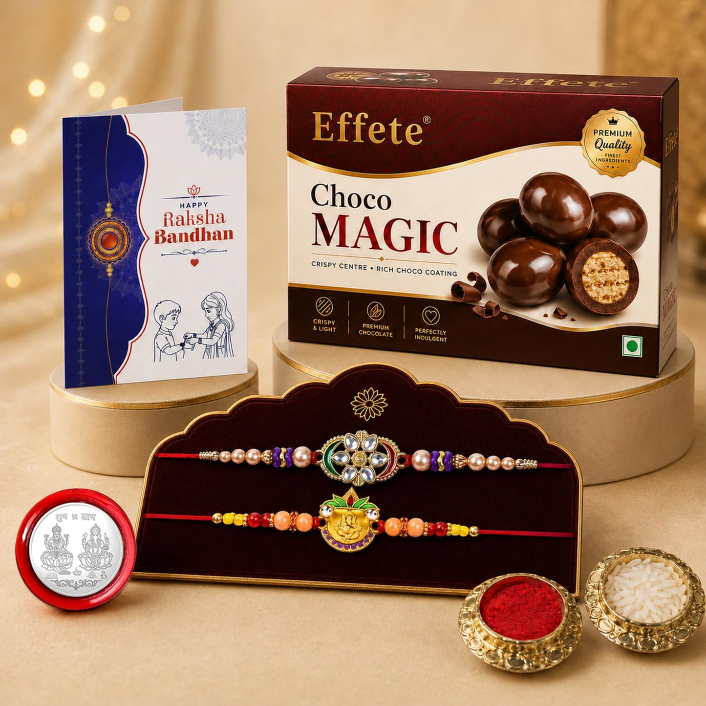 Ganesha Rakhi for Brother with Chocolate 96gm - Rakshabandhan Gift Set, Pack of 6