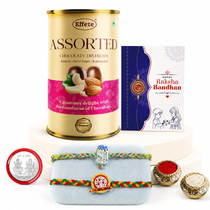 Ice Cream Rakhi for Brother with Emperor Chocolate, Roli Tikka & Card, Pack of 6