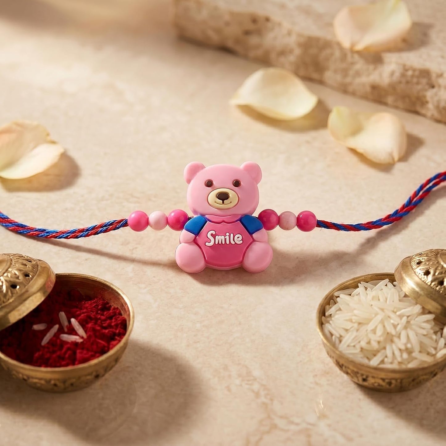 Teddy Bear Rakhi for Brother with Chocolate Almonds 96gm, Coin & Card, Pack of 6