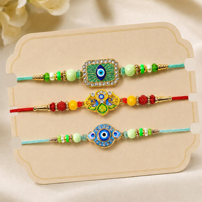 Evil Eye Rakhi for Brother with Pooja Thali - Raksha Bandhan Gift Set, Pack of 7