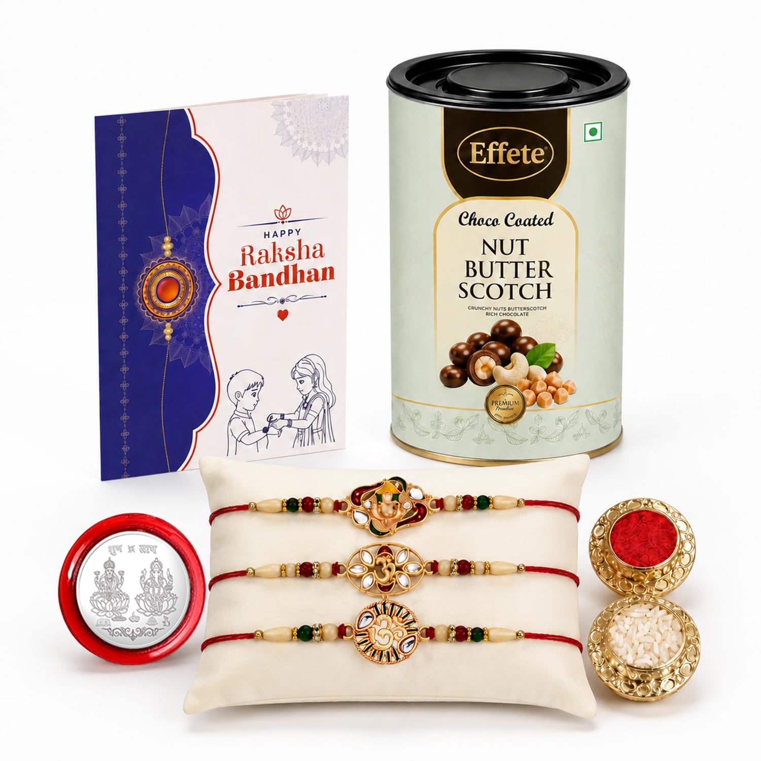 Ganesha Rakhi for Brother with Chocolate 96gm - Raksha Bandhan Gift, Pack of 7