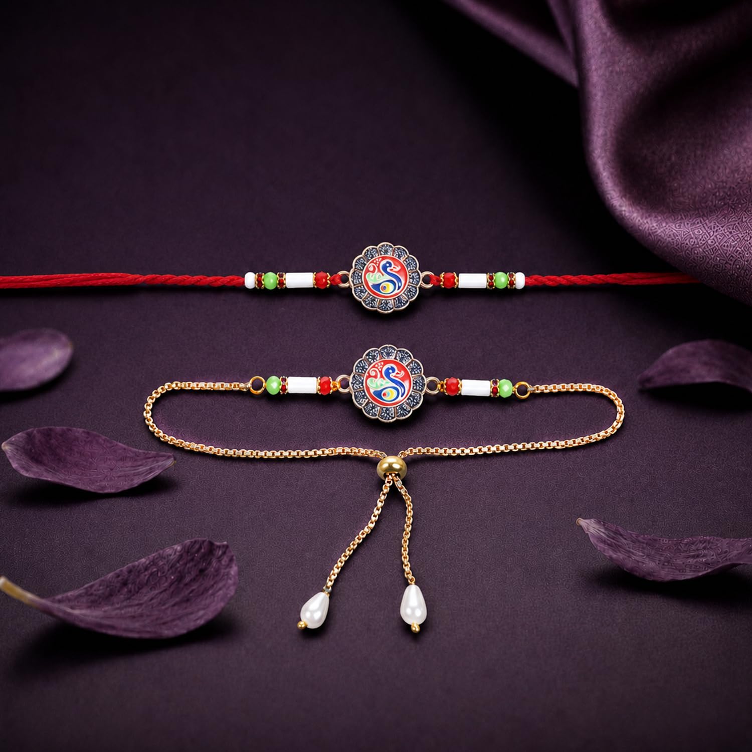 Rakhi for Brother with Chocolate Almonds 32gm - Rakshabandhan Gift Set, Pack of 5