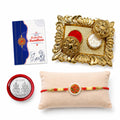 Om Rakhi for Brother with Pooja Thali, Roli Tikka, Pooja Coin & Card, Pack of 5