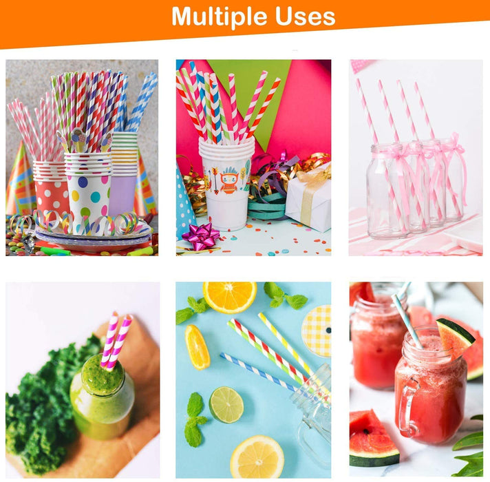 5519 Home Paper Straws Durable & Eco-Friendly Colorful - Drinking Straws & Party Decoration Supplies, Adorable Solid Color Food Grade Paper Straws for Birthday, Wedding, Baby Shower Celebration (25 Pcs Set)