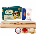Om with Trishul Rakhi for Brother with Butter Scotch 32gm, Coin & Card, Pack of 5