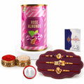 OM Damru Rakhi for Brother with Rose Almond - Raksha Bandhan Gift Set, Pack of 7