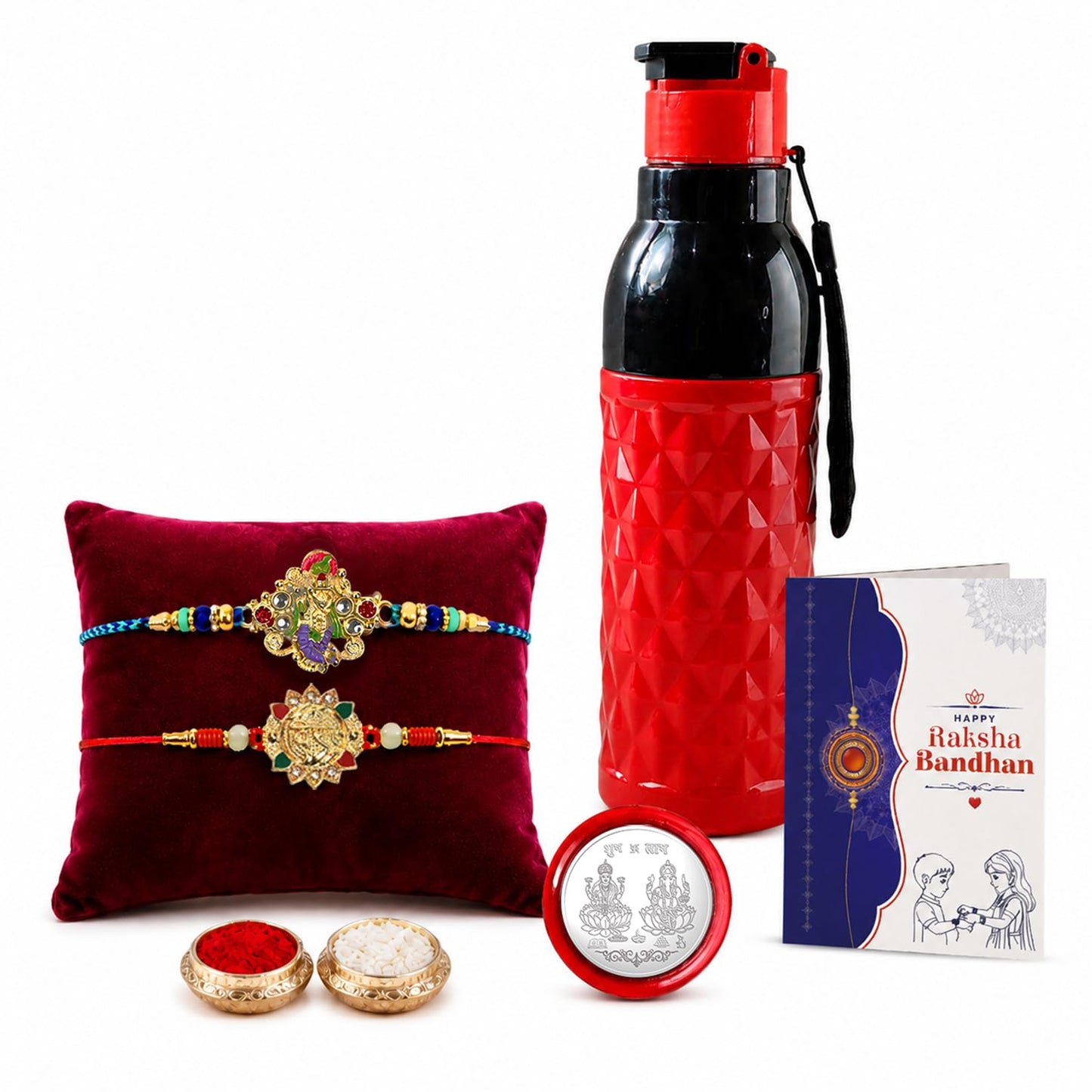 Designer Elegant Multicolor Krishna & OM Rakhi Combo for Brother | Pack of 6