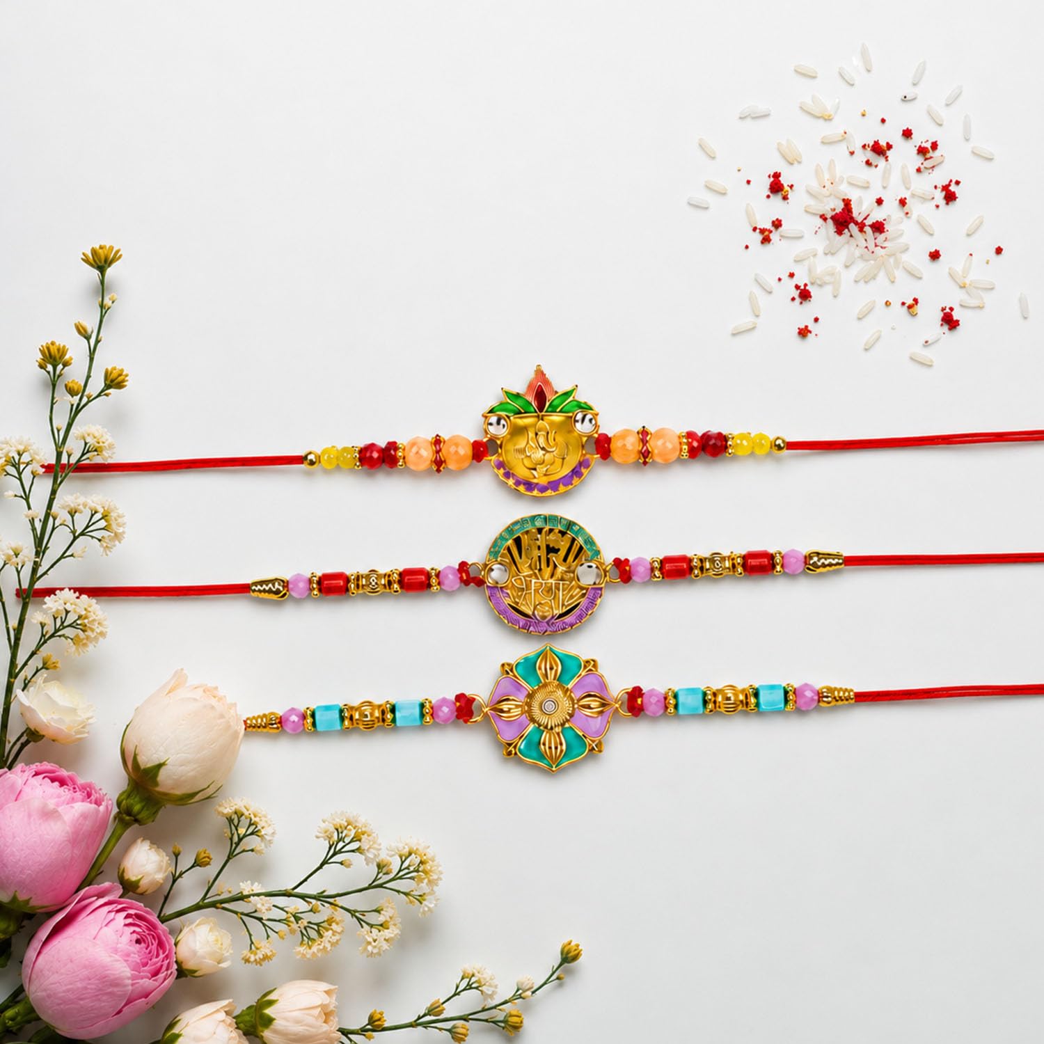 Rakhi for Brother with Leaf Pooja Thali - Raksha Bandhan Gift Set, Pack of 7